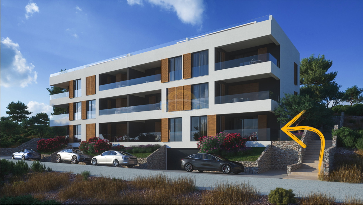 Dvosobno stanovanje z razgledom na morje na Čiovu, območje Salduna blizu kampa Rožac - 64 m2